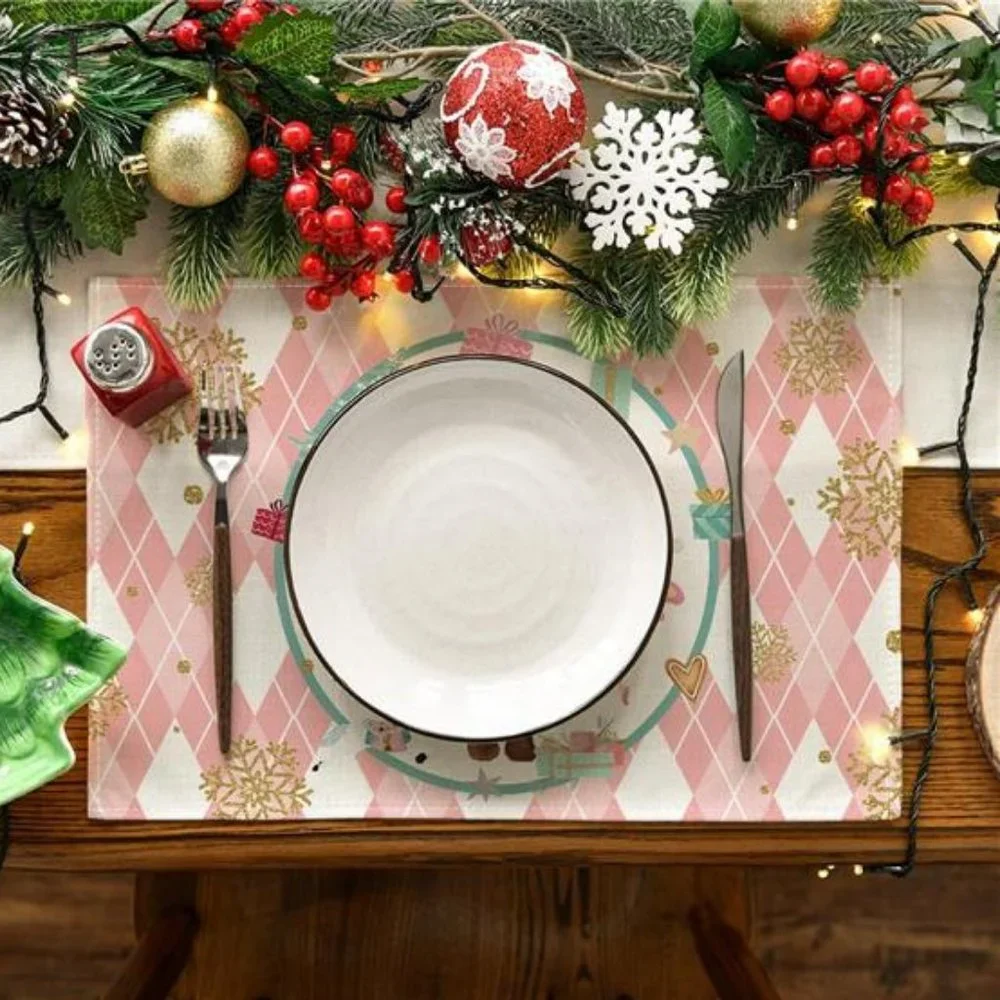 Nutcracker Placemats Christmas Decor Set 4 Pink Xmas Holiday Table Decorations